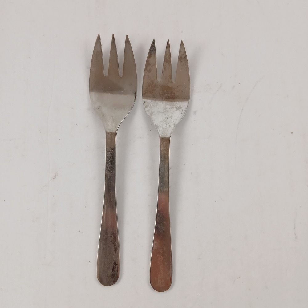 Set of 2 Vintage Leonard Italy Relish Forks Silverplate‎ 3 Tined Small Forks